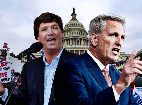 Photo edit of Speaker of the House Kevin McCarthy and Tucker Carlson. Credit: Alexander J. Williams III/Popacta.