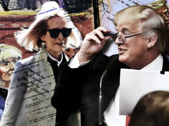 Photo edit of President Donald J Trump and E Jean Carroll. Credit: Alexander J. Williams III/Pop Acta.