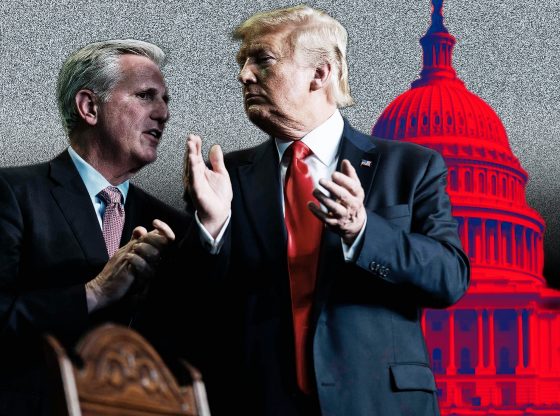 Photo edit of President Donald J. Trump and Speaker of the House Kevin McCarthy. Credit: Alexander J. Williams III/Pop Acta.