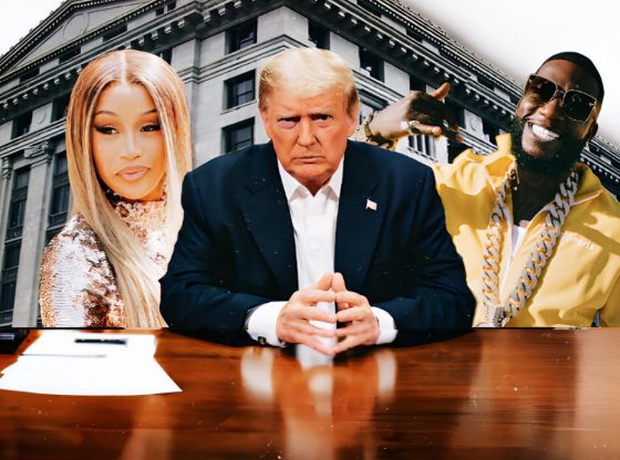 Photo edit of Donald J. Trump, Gucci Maine, and Cardi B.